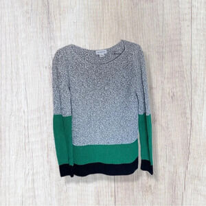 Liz Claiborne Knit Crewneck Sweater Gray Green Black Women’s Medium